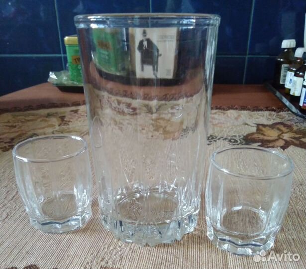 Бокал Махеев и 2 граненых стопки