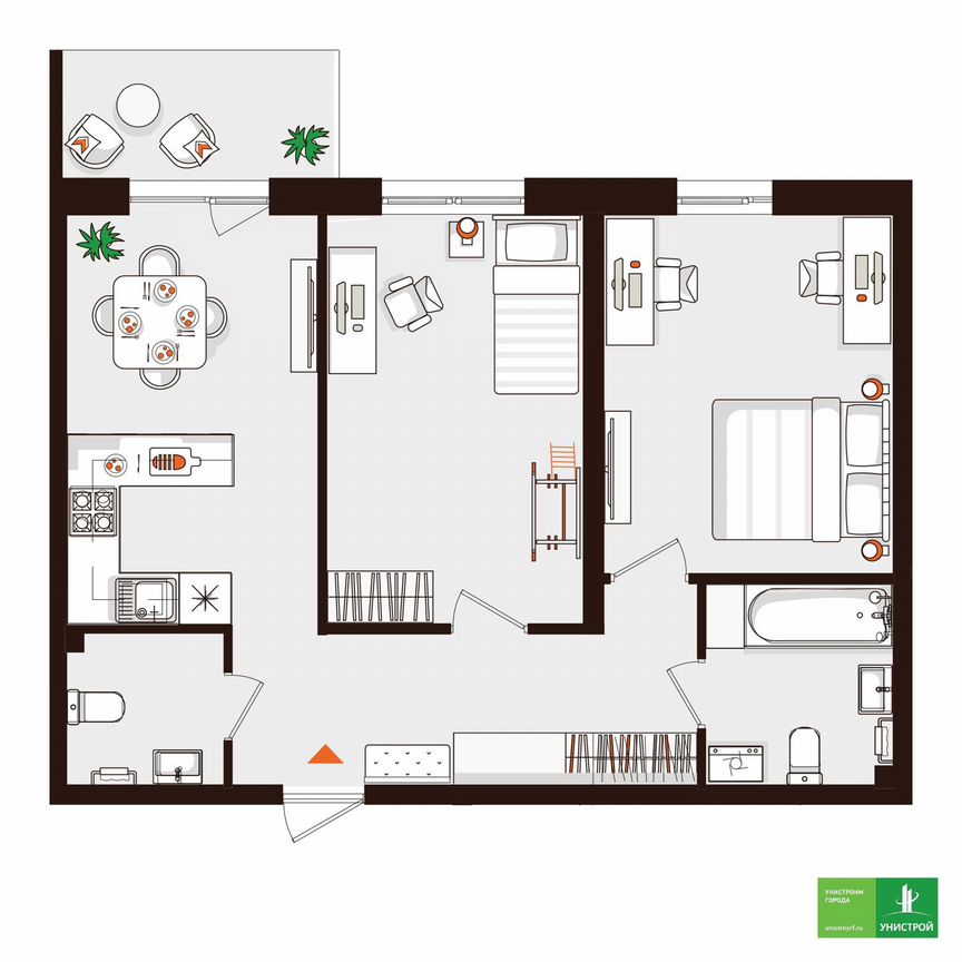 2-к. квартира, 60,7 м², 1/5 эт.