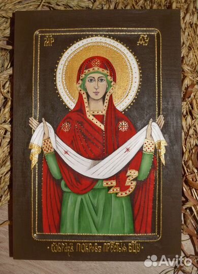 Икона Покров Пресвятой Богородицы, рукописная