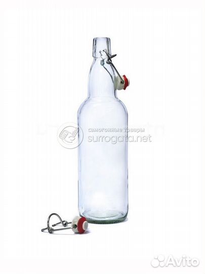 Бутылка 1 л с бугельной пробкой, прозрачное стекло