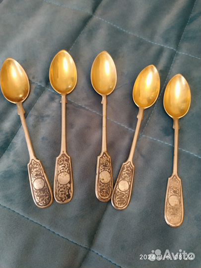 Серебряные чайные ложки позолота