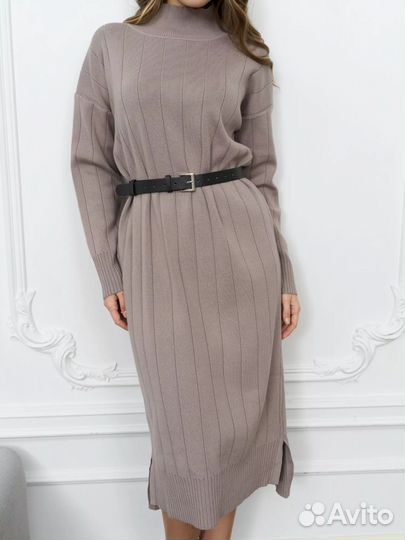 Кашемировое платье серое с 42 по 54