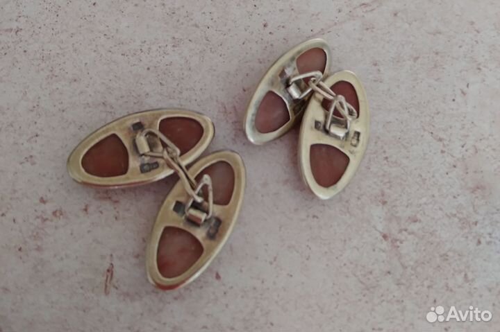 Серебрянные запонки СССР с позолотой 875 проба