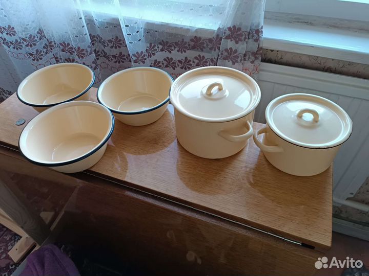 Набор эмалированной посуды, Ведро с крышкой эмаль