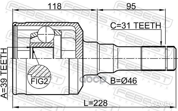 ШРУС внутренний перед лев 2111F150LH Febest