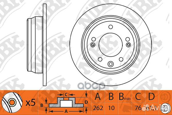 Торм.диск зад.262x10 5 отв. RN1307 NiBK