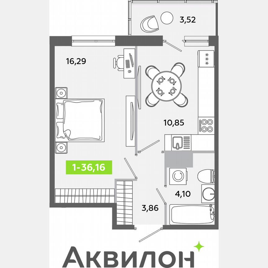 1-к. квартира, 36,2 м², 11/12 эт.