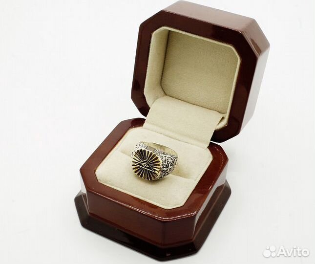 Масонская серебряная печатка Всевидящее Око