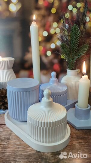 Поднос подсвечник шкатулка стакан из гипса
