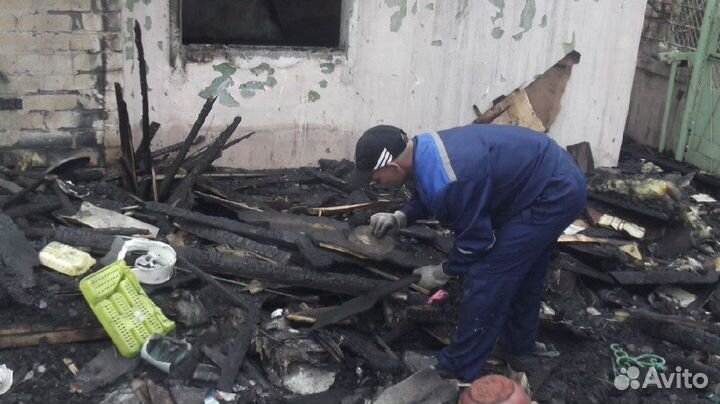 Вывоз мусора после пожара демонтаж строений