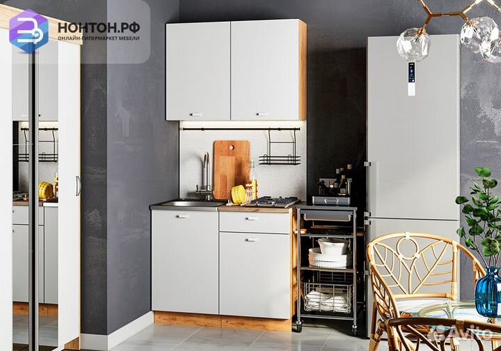 Кухня Дана 1.0 м дуб крафт золотой / белый