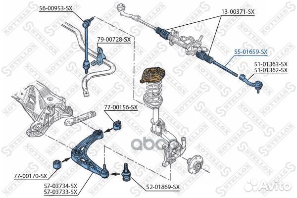 Тяга рулевая Renault Laguna all 93-01 5501659SX