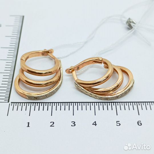 Серьги с природным камнем Золото