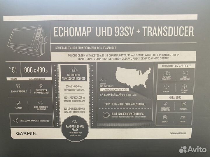 Эхолот Garmin Echomap 93 sv UHD с датчиком GT56
