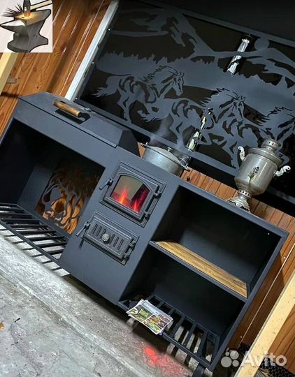 Мангал с печью и барбекю 4в1