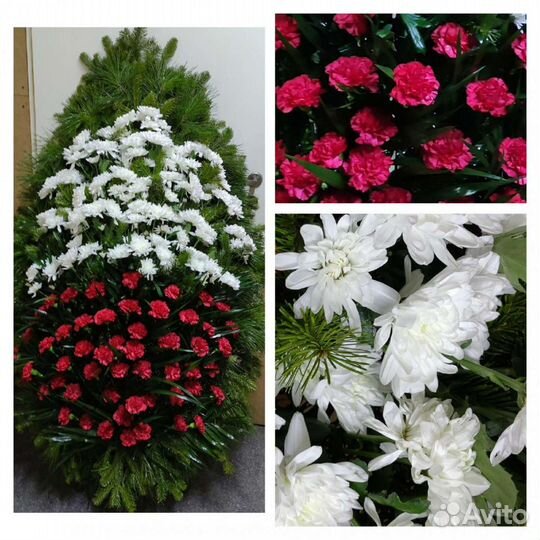 Венки ритуальные из живых цветов