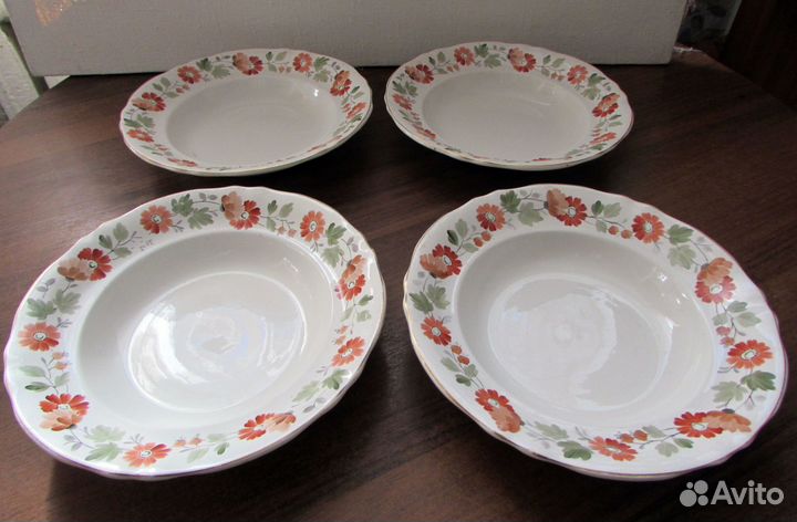 4 тарелки суповые зик Конаково, 1950-е, D-24 см