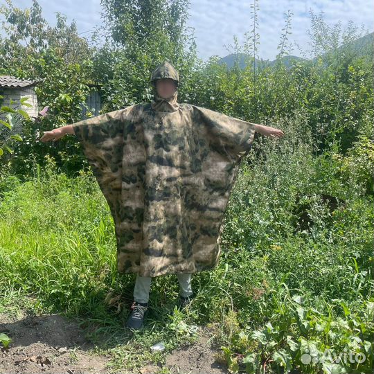 Плащ пончо,плотный,военный,дождевик