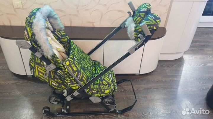 Санки-коляска Ника детям 7-8SK с колесами