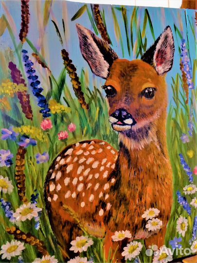 Картина на срезе березы 