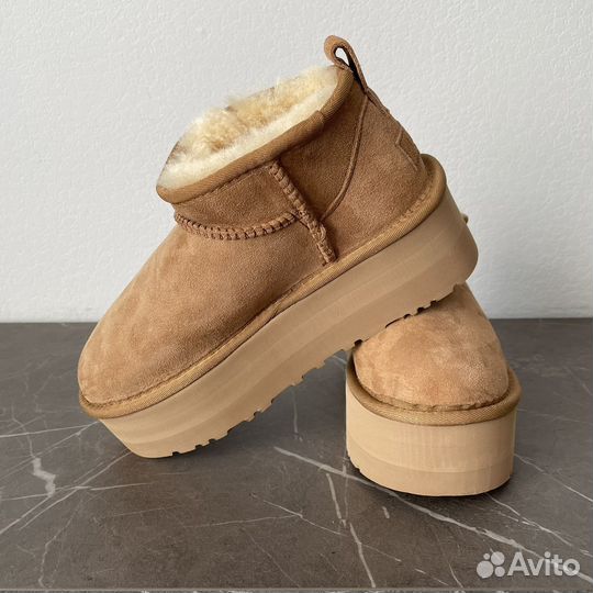 Угги Ugg classic ultra mini platform chestnut