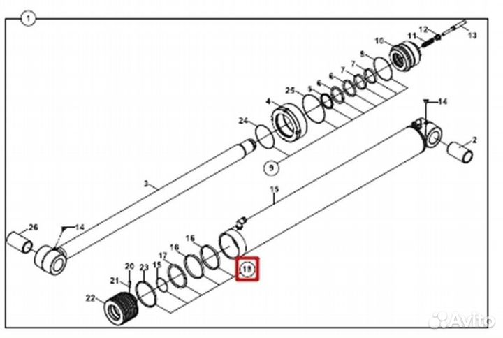 Ремкомплект г/ц подъема стрелы (поршень) Hidromek