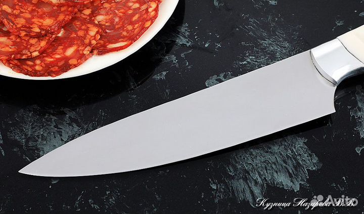 Нож Шеф № 9 сталь 95Х18 рукоять акрил белый