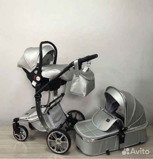 Коляска 3 в 1 LuxMom 608 serebro
