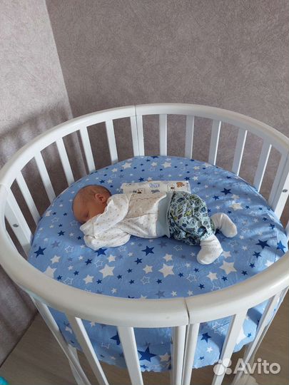 Круглый матрас на детскую кровать 75х75 + простынь