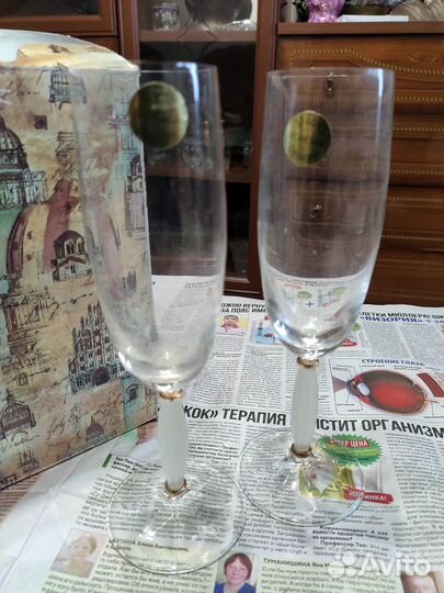 Подарочный набор бокалов, тарелка, ваза