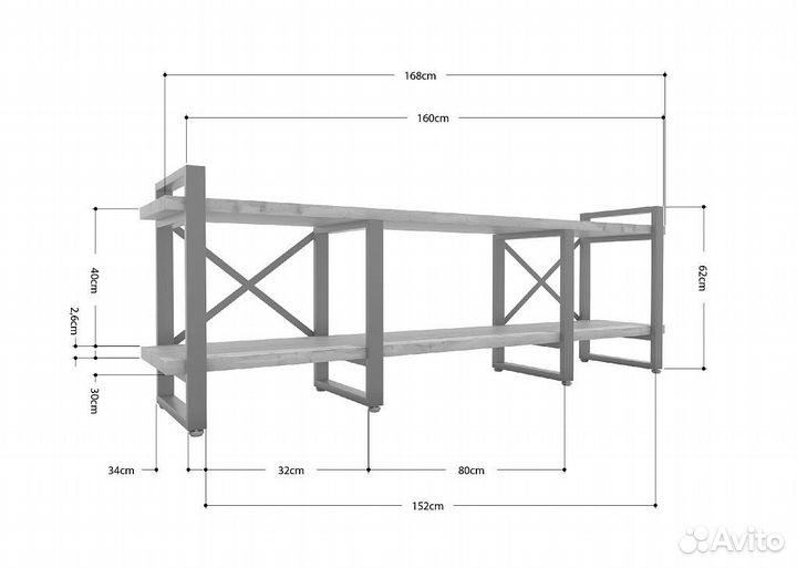 Тумба под тв Айсберг Лофт 160 черный/дуб крафт бел