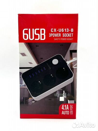 Сетевой Фильтр 6USB (CX - U613 - B) 3power socket