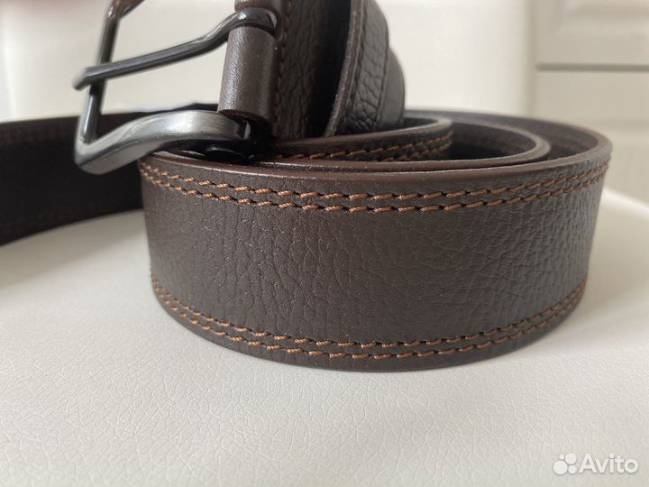 Мужской кожаный ремень коричневый
