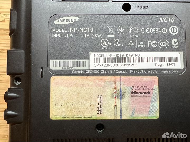 Нетбук Samsung NP-NC10 ka07ru