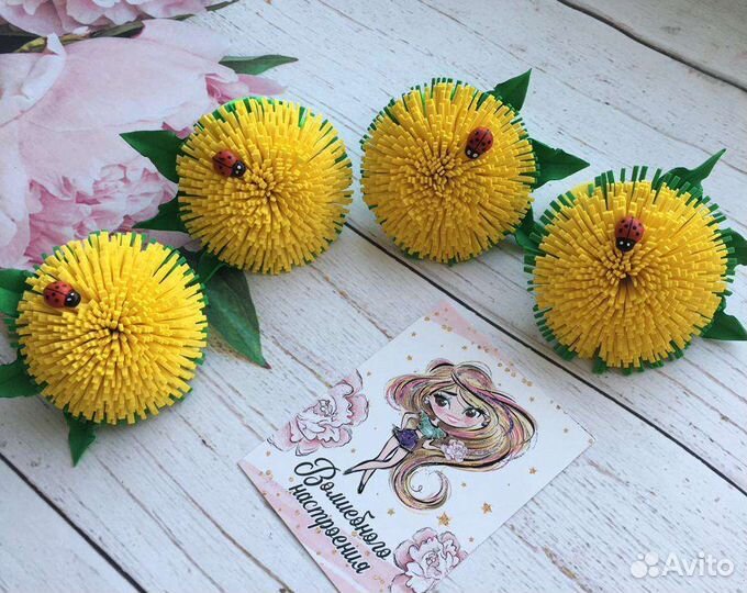 Бантики резинки с одуванчиками, с девочками