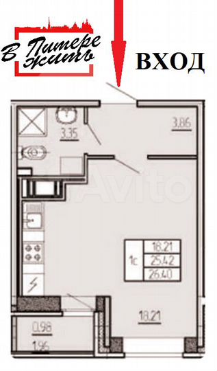 Квартира-студия, 26,4 м², 5/17 эт.