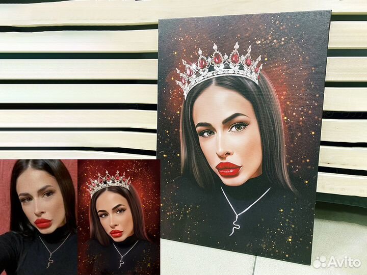 Портрет по фото на холсте