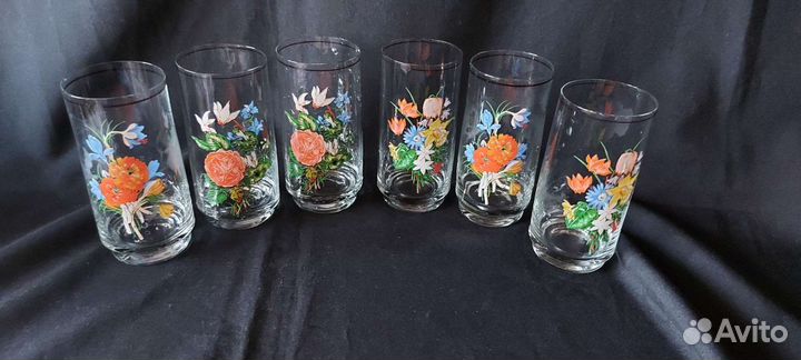Набор стаканов ссср.Цветы