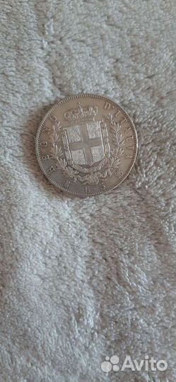 Итальянская lira 1861 серебро