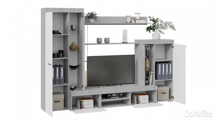 Гостиная «Амстердам» (Цемент светлый/Белый)