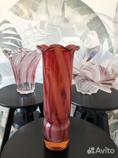 Ваза цветное стекло чехия