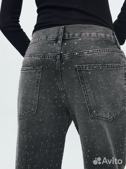 Джинсы со стразами zara 36 новые