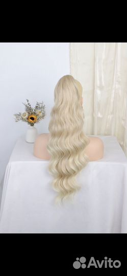 Хвост шиньон искуств накладной на заколке 65 см