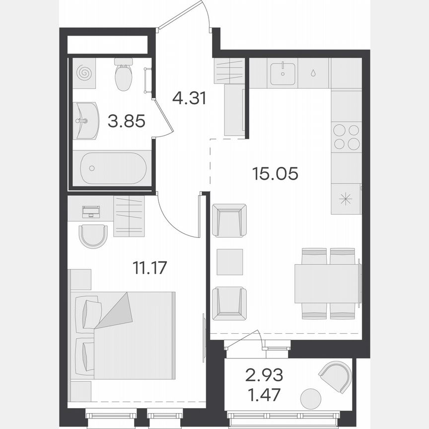 1-к. квартира, 35,9 м², 12/15 эт.