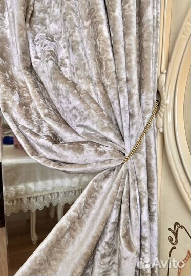Шторы бархатные бежевые портьеры плюшевые