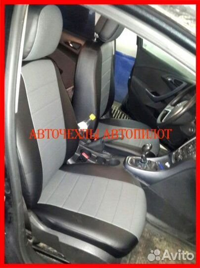 Чехлы Автопилот Peugeot 308 из экокожи чёрно-серые