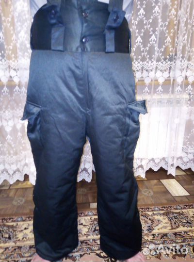 Тёплые зимние штаны на лямках