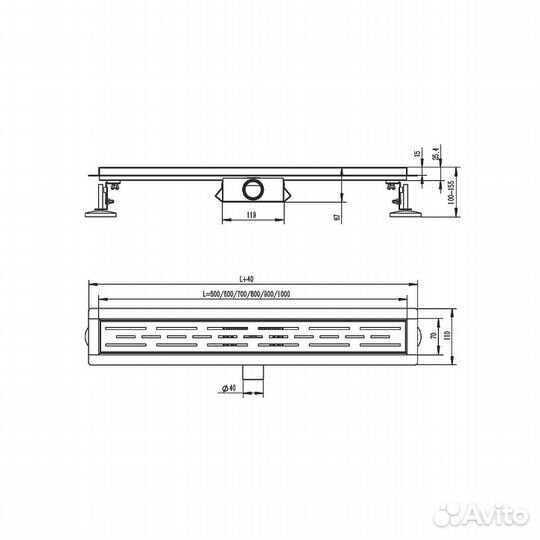 Душ. лоток двуст. решетка сатин Raglo R652.50.05