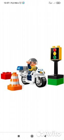 Lego duplo полицейский на мотоцикле