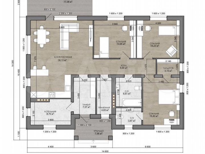 Дом 148 м² на участке 8 сот.
